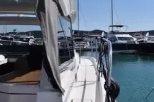Bavaria SR38 side view modern motor yacht design