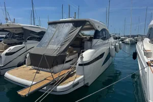 Bavaria SR41 anchored in a quiet bay Croatia