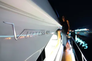 Bavaria Virtess 420 Fly side view modern luxury motor yacht